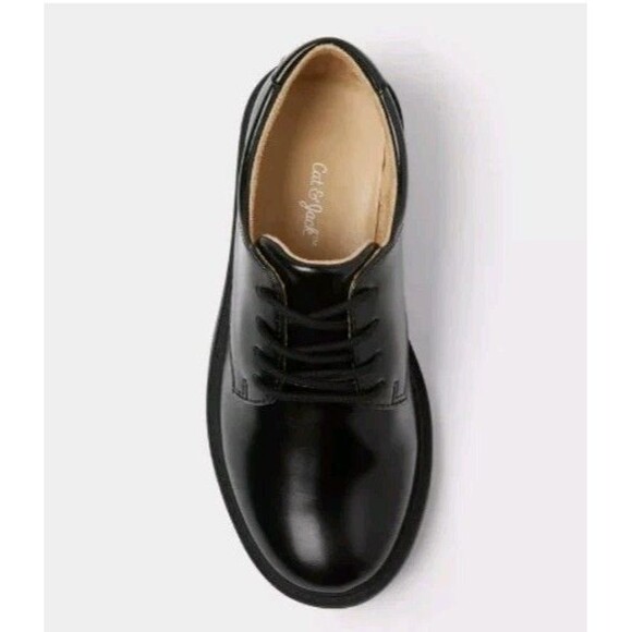 Cat & Jack Kids' Will Boy Oxford Dress Shoes Lace Up Faux Leather Size 2 - Picture 3 of 6